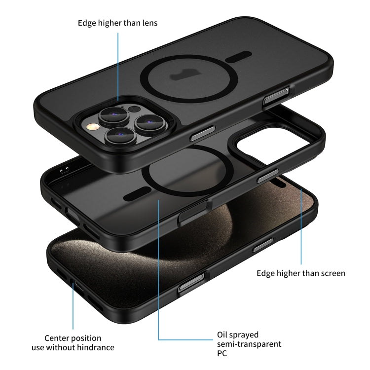 For iPhone 16 Skin Feel Frosted MagSafe Magnetic Phone Case(Transparent Black) - iPhone 16 Cases by PMC TechLife | Online Shopping South Africa | PMC TechLife | Buy Now Pay Later Mobicred