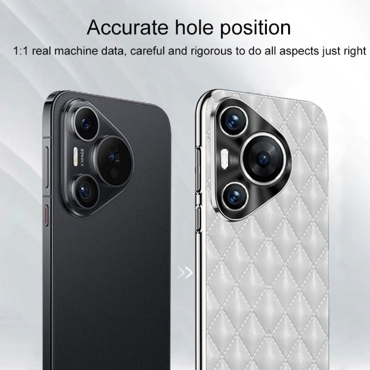For Huawei Pura 70 Ultra Silver Edge Rhombic Texture PU Leather Phone Case(Purple) - free shipping - PMC Jewellery - Order now!