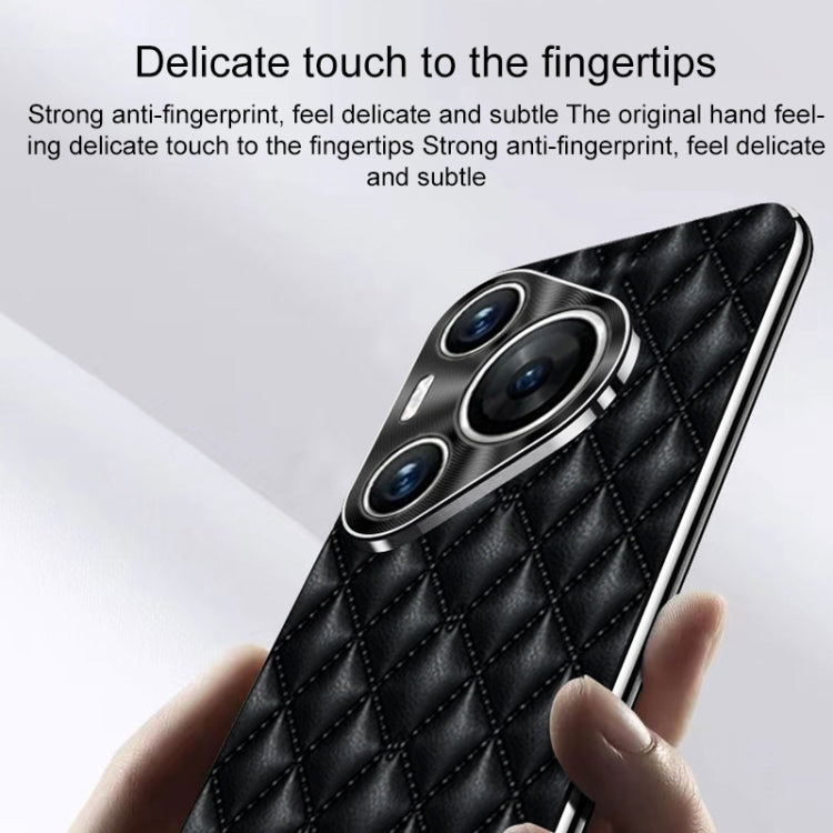 For Huawei Pura 70 Silver Edge Rhombic Texture PU Leather Phone Case(Purple) - free shipping - PMC Jewellery - Order now!