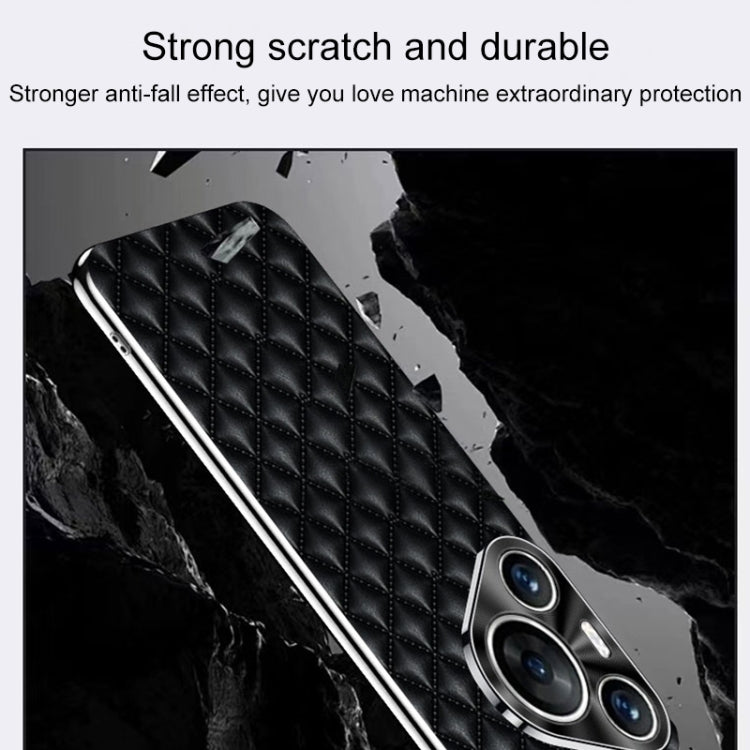 For Huawei Pura 70 Ultra Silver Edge Rhombic Texture PU Leather Phone Case(Pink) - Huawei Cases by PMC Jewellery | Online Shopping South Africa | PMC Jewellery | Buy Now Pay Later Mobicred