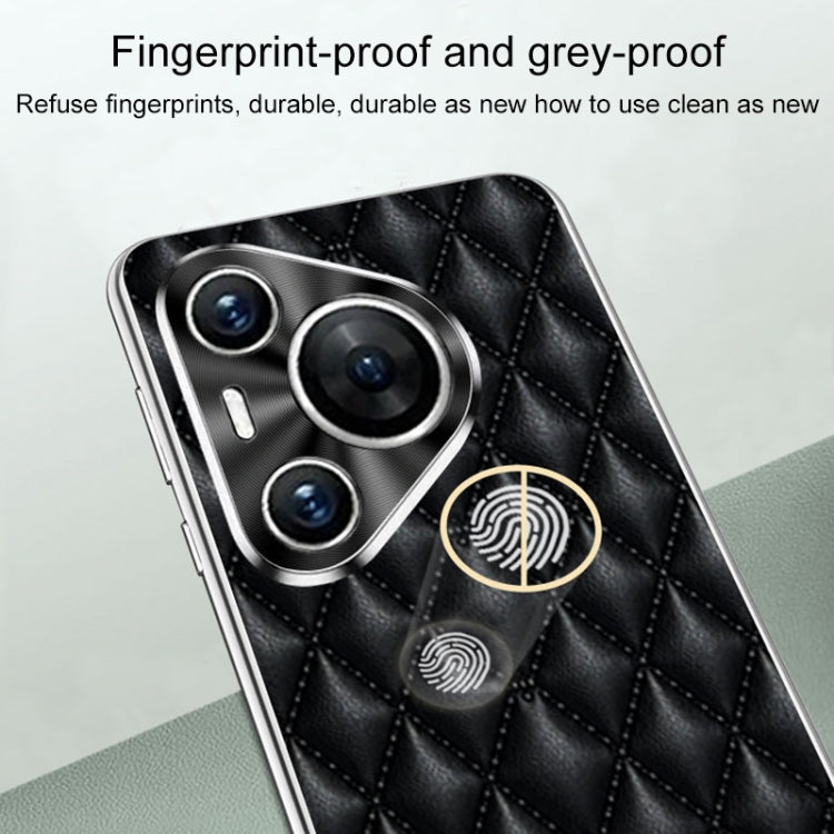 For Huawei Pura 70 Ultra Silver Edge Rhombic Texture PU Leather Phone Case(White) - free shipping - PMC Jewellery - Order now!