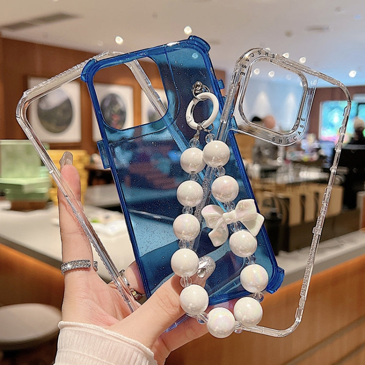 For iPhone 16 Pro Max TPU + PC + Glitter Sequins Full Coverage Phone Case with Bracelet(Yellow) - iPhone 16 Pro Max Cases by PMC TechLife | Online Shopping South Africa | PMC TechLife | Buy Now Pay Later Mobicred