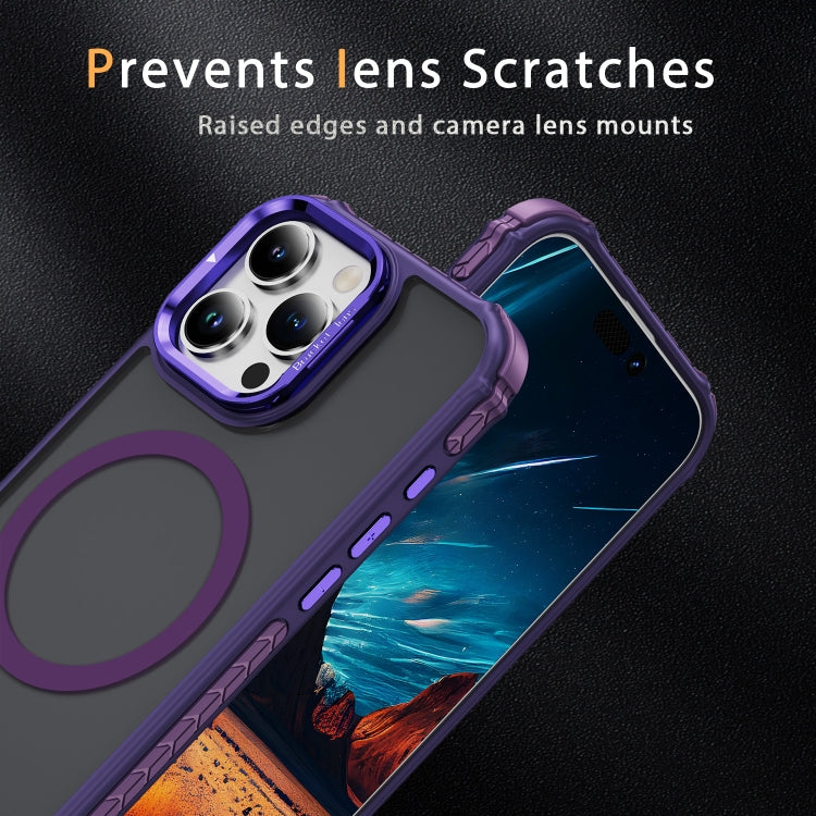 For iPhone 16 Pro Rainbow Series Skin Feel MagSafe Lens Holder Phone Case(Dark Purple) - iPhone 16 Pro Cases by PMC TechLife | Online Shopping South Africa | PMC TechLife | Buy Now Pay Later Mobicred