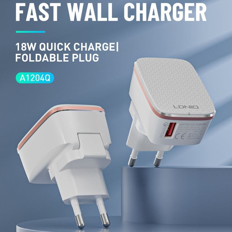 LDNIO A1204Q QC3.0 18W USB Fast Charger with 1m USB to USB-C / Type-C Cable, Plug Type:US Plug(White Gold) - USB Charger by LDNIO | Online Shopping South Africa | PMC TechLife | Buy Now Pay Later Mobicred