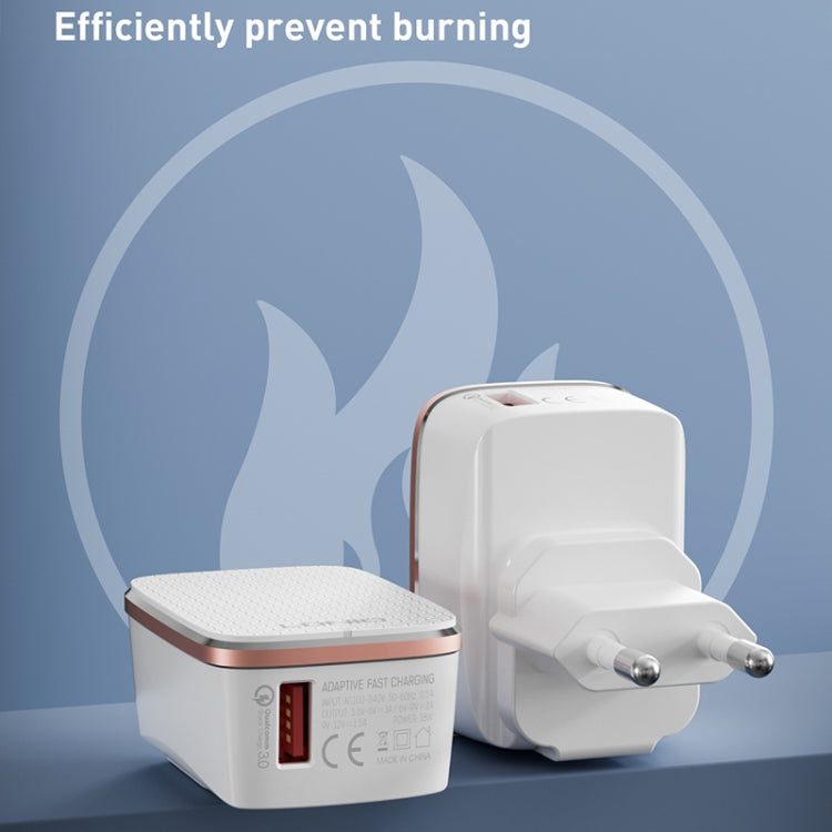 LDNIO A1204Q QC3.0 18W USB Fast Charger with 1m USB to USB-C / Type-C Cable, Plug Type:UK Plug(White Gold) - USB Charger by LDNIO | Online Shopping South Africa | PMC TechLife | Buy Now Pay Later Mobicred