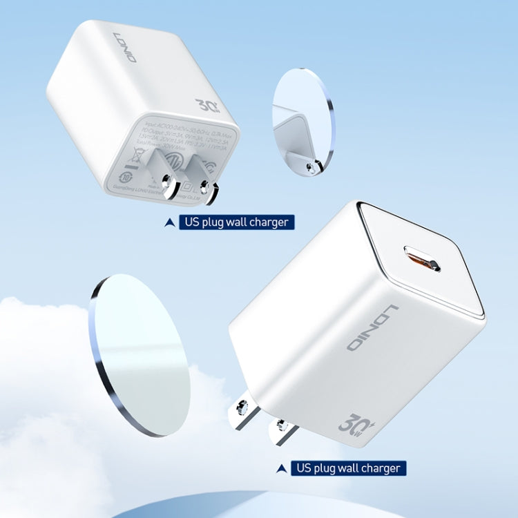 LDNIO A1508C PD30W USB-C / Type-C Fast Charger with 1m Type-C Cable(White) - USB Charger by LDNIO | Online Shopping South Africa | PMC TechLife | Buy Now Pay Later Mobicred