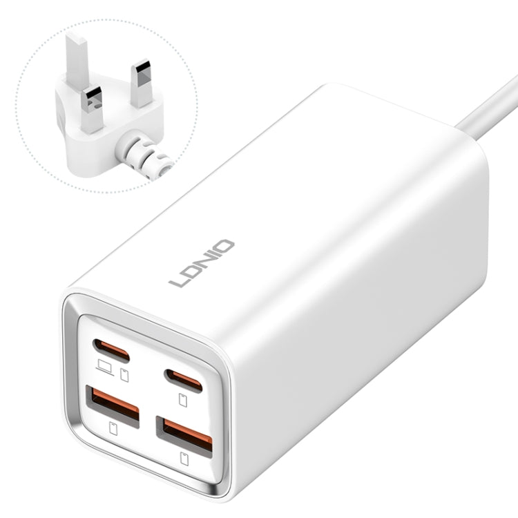 LDNIO A4610C PD65W Dual USB-C / Type-C + Dual USB Fast Charger, Cable Length: 1.5m, Plug Type:UK Plug(White) - USB Charger by LDNIO | Online Shopping South Africa | PMC TechLife | Buy Now Pay Later Mobicred
