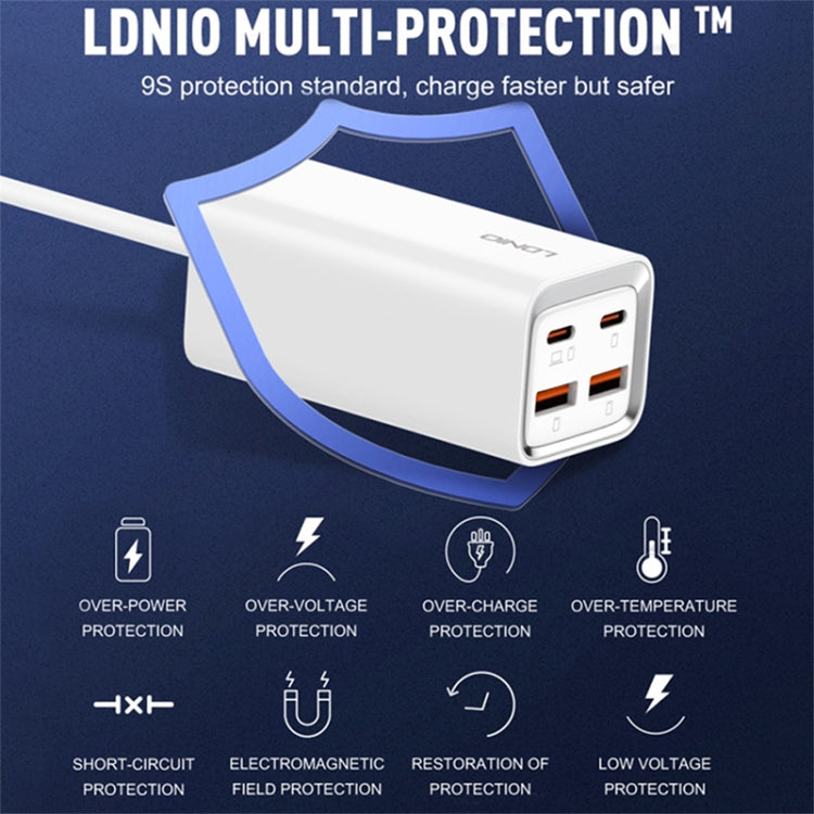 LDNIO A4610C PD65W Dual USB-C / Type-C + Dual USB Fast Charger, Cable Length: 1.5m, Plug Type:UK Plug(White) - USB Charger by LDNIO | Online Shopping South Africa | PMC TechLife | Buy Now Pay Later Mobicred