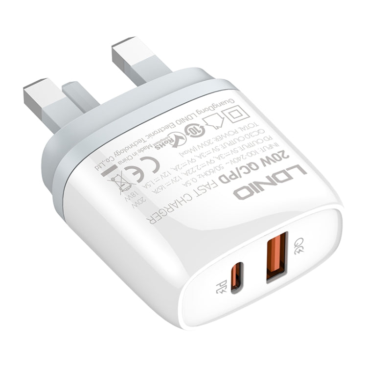LDNIO Q229 QC3.0 / PD20W USB + Type-C Fast Charger with 1m USB to Micro USB Cable, Plug Type:UK Plug(White) - free shipping - PMC TechLife - Order now!