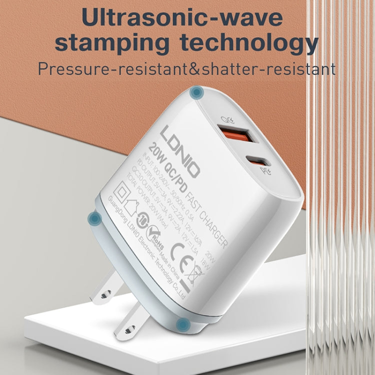 LDNIO Q229 QC3.0 / PD20W USB + Type-C Fast Charger with 1m USB to Micro USB Cable, Plug Type:US Plug(White) - free shipping - PMC TechLife - Order now!