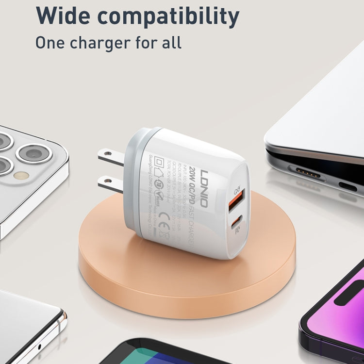 LDNIO Q229 QC3.0 / PD20W USB + Type-C Fast Charger with 1m USB to Type-C Cable, Plug Type:US Plug(White) - USB Charger by LDNIO | Online Shopping South Africa | PMC TechLife | Buy Now Pay Later Mobicred
