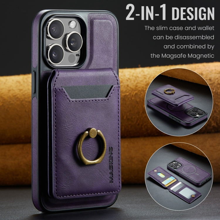For iPhone 15 DG.MING K1 MagSafe Detachable Wallet RFID Back Cover Phone Case(Purple) - free shipping - PMC Jewellery - Order now!