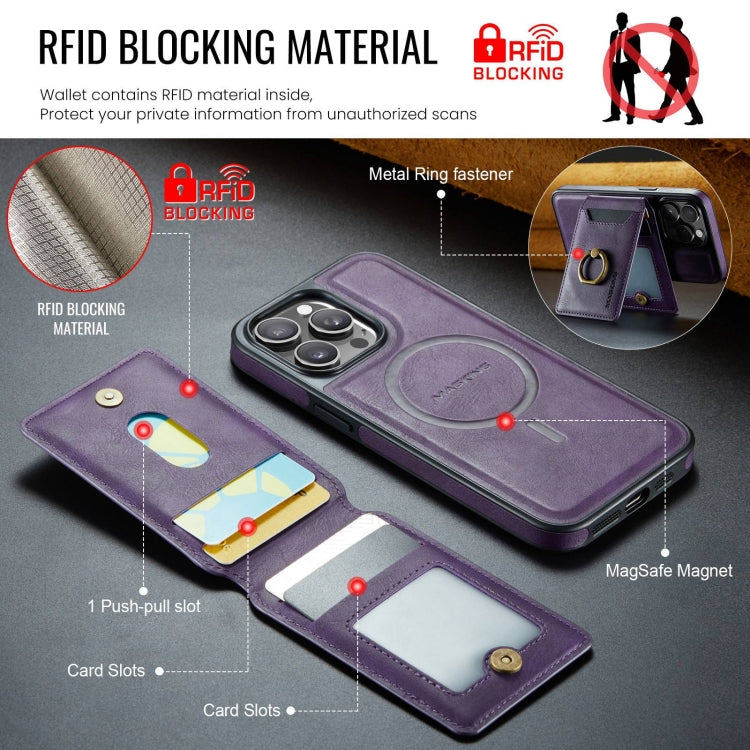 For iPhone 14 Plus DG.MING K1 MagSafe Detachable Wallet RFID Back Cover Phone Case(Purple) - free shipping - PMC Jewellery - Order now!