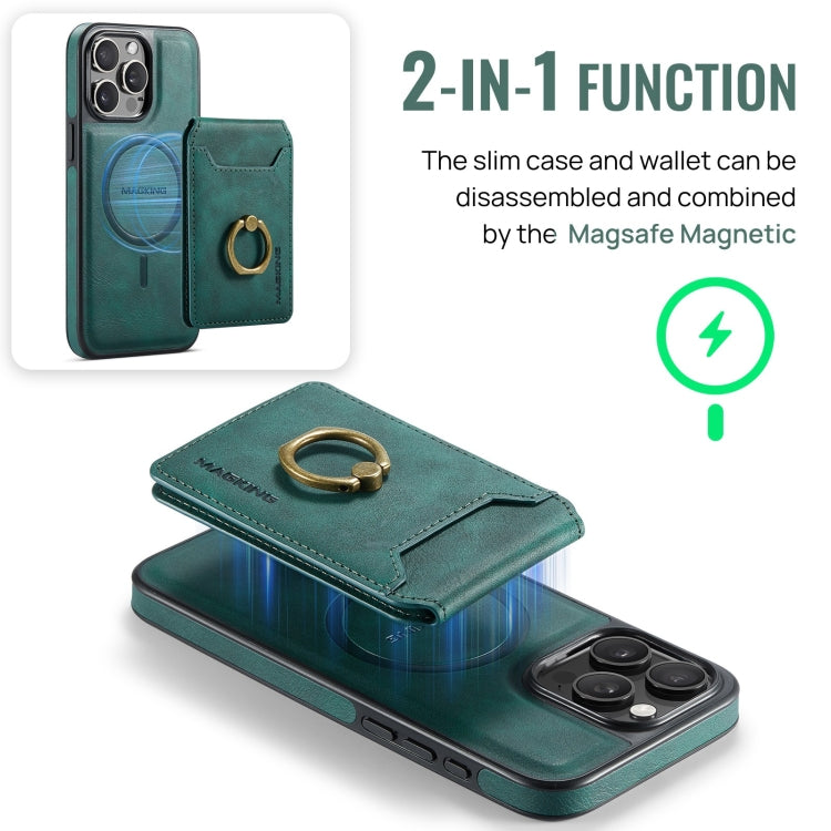 For iPhone 14 Plus MAGKING K1 MagSafe Detachable Wallet RFID Back Cover Phone Case(Green) - free shipping - PMC Jewellery - Order now!