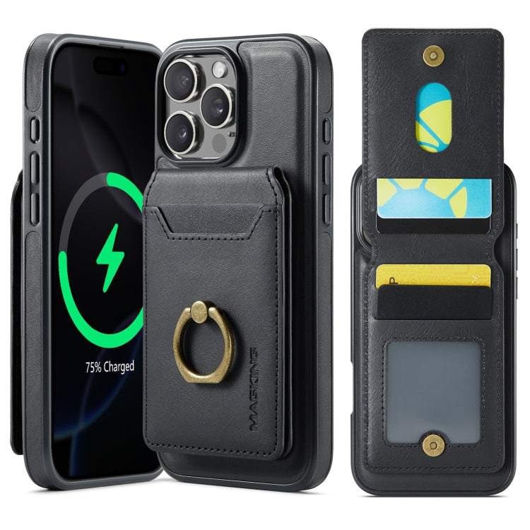 For iPhone 16 Pro Max MAGKING K1 MagSafe Detachable Wallet RFID Back Cover Phone Case(Black) - free shipping - PMC Jewellery - Order now!