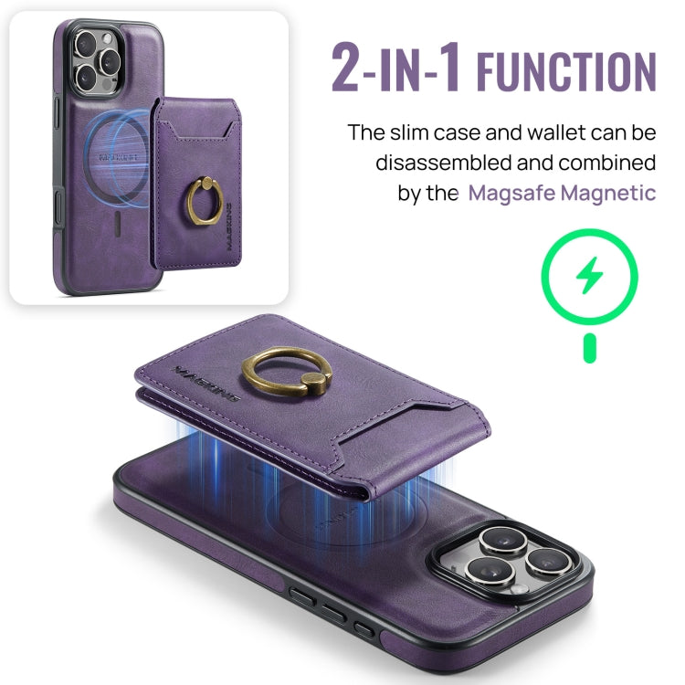 For iPhone 16 Pro MAGKING K1 MagSafe Detachable Wallet RFID Back Cover Phone Case(Purple) - free shipping - PMC Jewellery - Order now!