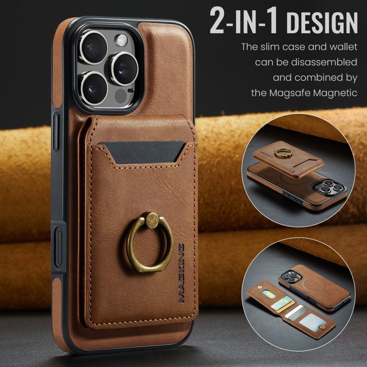 For iPhone 16 Pro MAGKING K1 MagSafe Detachable Wallet RFID Back Cover Phone Case(Brown) - free shipping - PMC Jewellery - Order now!