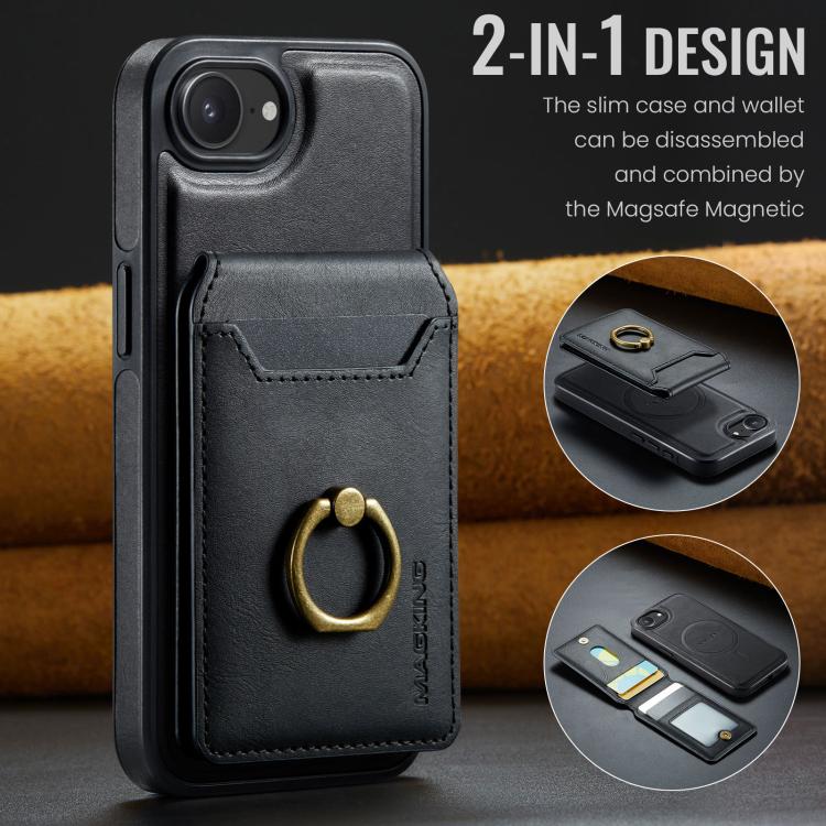 For iPhone 16e DG.MING K1 MagSafe Detachable Wallet RFID Back Cover Phone Case(Black) - free shipping - PMc TechLife - Order now!