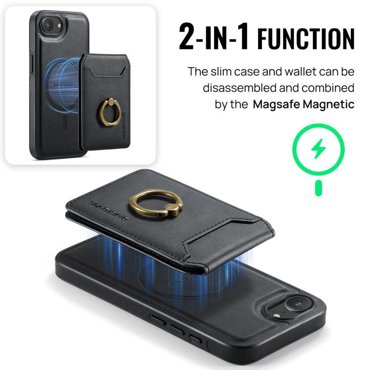 For iPhone 16e DG.MING K1 MagSafe Detachable Wallet RFID Back Cover Phone Case(Black) - free shipping - PMc TechLife - Order now!