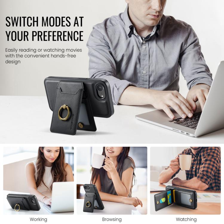 For iPhone 16e DG.MING K1 MagSafe Detachable Wallet RFID Back Cover Phone Case(Black) - free shipping - PMc TechLife - Order now!