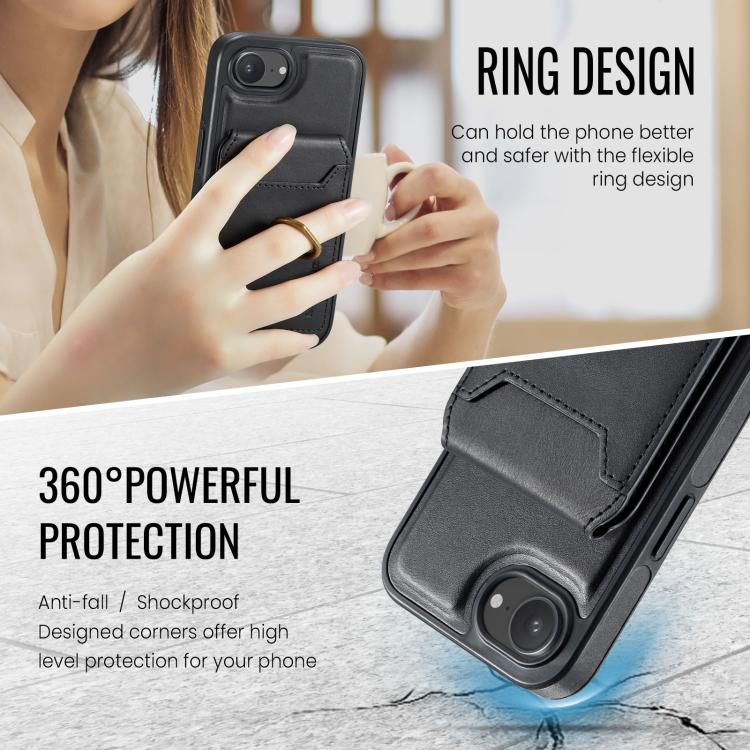 For iPhone 16e DG.MING K1 MagSafe Detachable Wallet RFID Back Cover Phone Case(Black) - free shipping - PMc TechLife - Order now!
