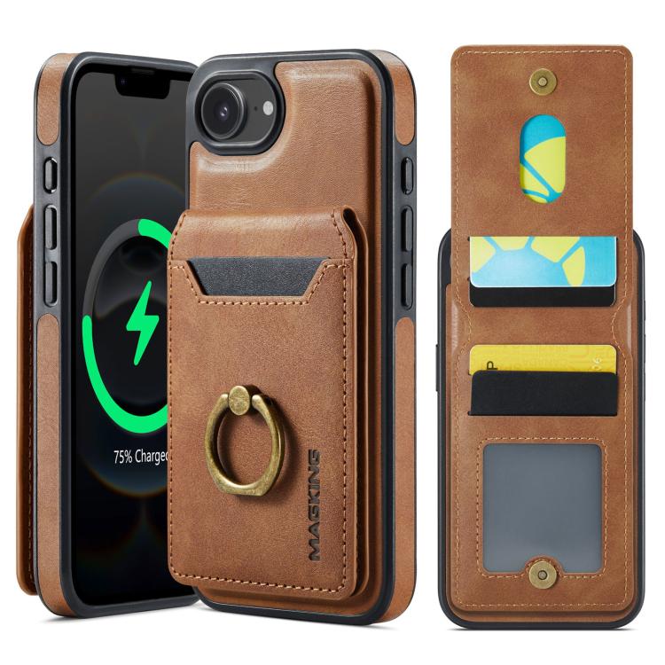 For iPhone 16e DG.MING K1 MagSafe Detachable Wallet RFID Back Cover Phone Case(Brown) - free shipping - PMc TechLife - Order now!
