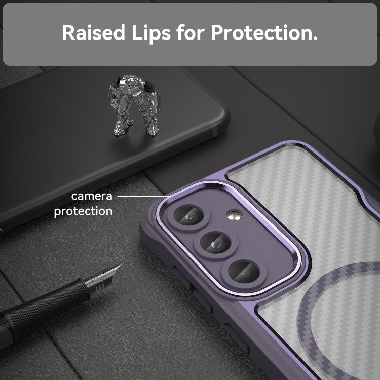 For Samsung Galaxy S25 5G Carbon Fiber Texture MagSafe Translucent Phone Case(Purple) - Galaxy S25 5G Cases by PMC Jewellery | Online Shopping South Africa | PMC Jewellery | Buy Now Pay Later Mobicred