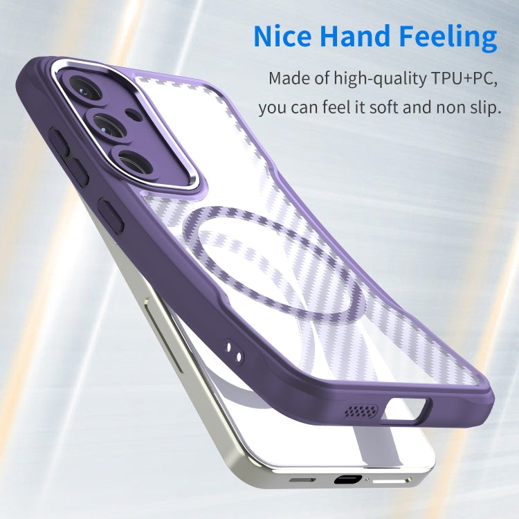 For Samsung Galaxy S25 5G Carbon Fiber Texture MagSafe Translucent Phone Case(Purple) - Galaxy S25 5G Cases by PMC Jewellery | Online Shopping South Africa | PMC Jewellery | Buy Now Pay Later Mobicred