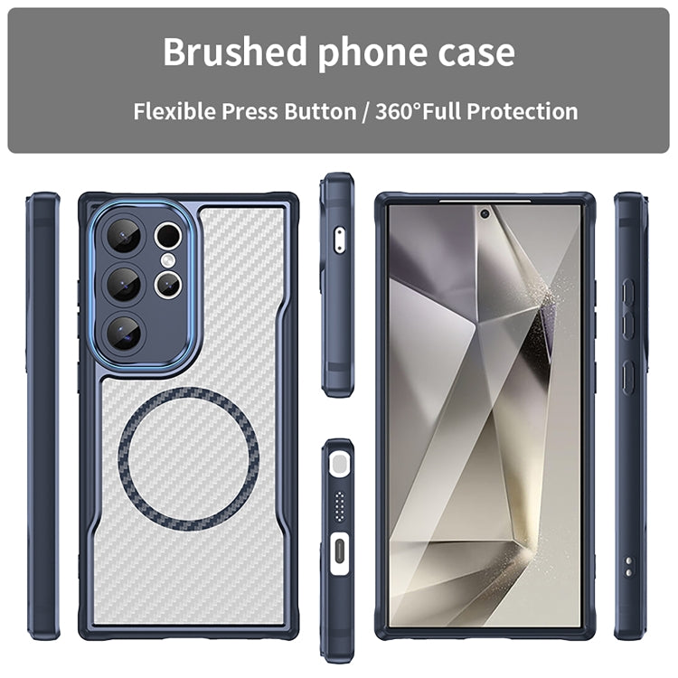 For Samsung Galaxy S25 Ultra 5G Carbon Fiber Texture MagSafe Translucent Phone Case(Blue) - Galaxy S25 Ultra 5G Cases by PMC Jewellery | Online Shopping South Africa | PMC Jewellery | Buy Now Pay Later Mobicred