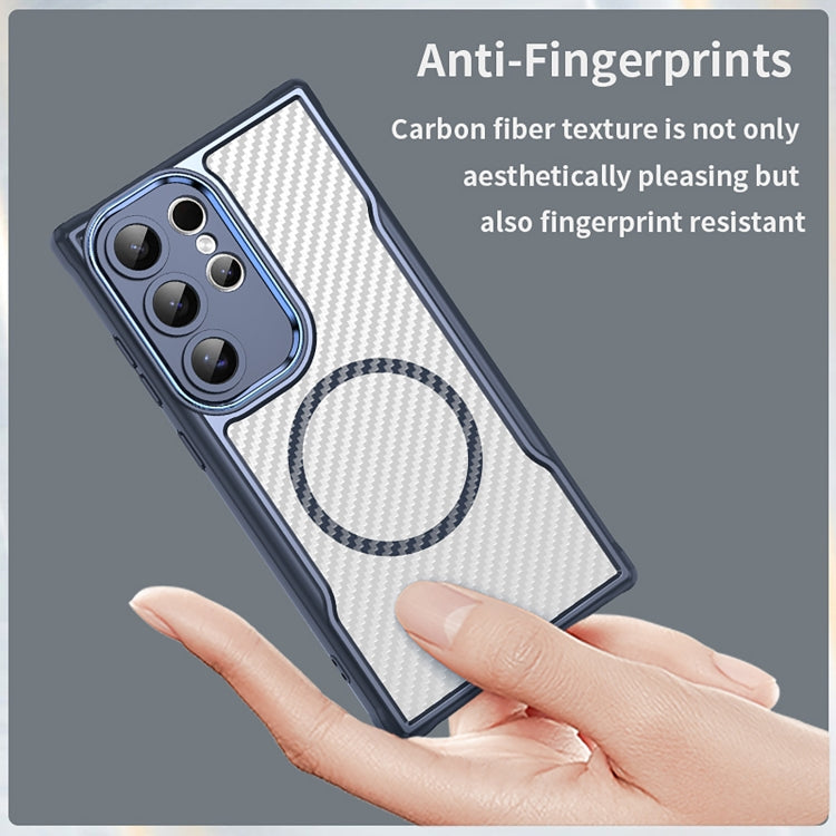For Samsung Galaxy S25 Ultra 5G Carbon Fiber Texture MagSafe Translucent Phone Case(Blue) - Galaxy S25 Ultra 5G Cases by PMC Jewellery | Online Shopping South Africa | PMC Jewellery | Buy Now Pay Later Mobicred