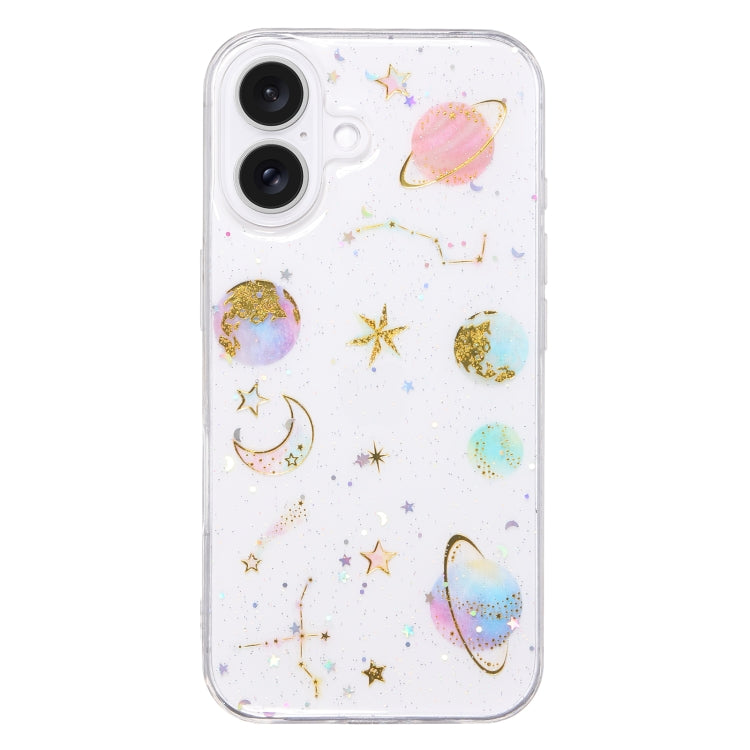 For iPhone 16 Plus Cosmic Star Glitter Epoxy TPU Phone Case(Transparent Pink) - iPhone 16 Plus Cases by PMC TechLife | Online Shopping South Africa | PMC TechLife | Buy Now Pay Later Mobicred