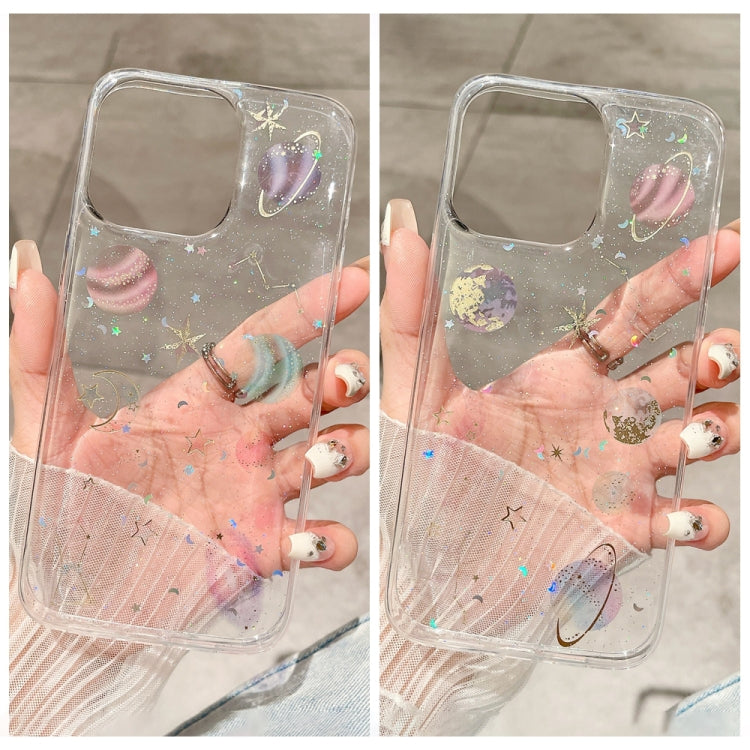 For iPhone 16 Cosmic Star Glitter Epoxy TPU Phone Case(Transparent Purple) - iPhone 16 Cases by PMC TechLife | Online Shopping South Africa | PMC TechLife | Buy Now Pay Later Mobicred