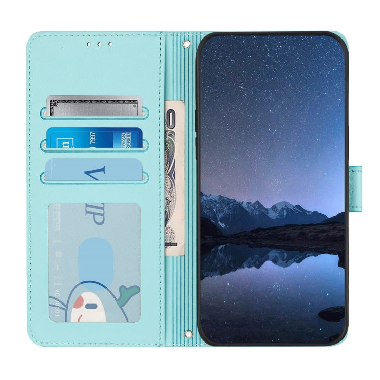 For Samsung Galaxy S25+ 5G Cat Rat Embossed RFID Leather Phone Case with Lanyard(Mint Green) - Galaxy S25+ 5G Cases by PMC TechLife | Online Shopping South Africa | PMC TechLife | Buy Now Pay Later Mobicred