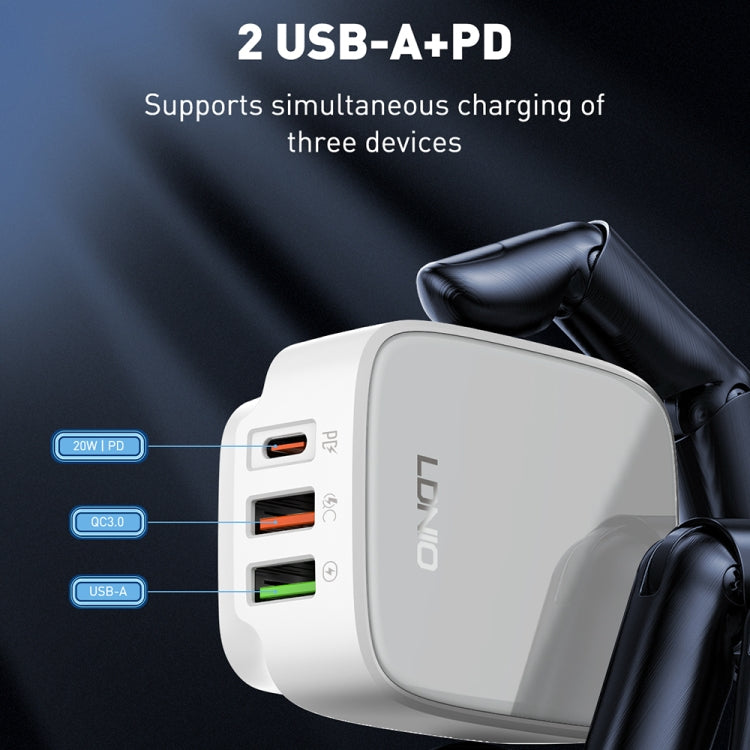 LDNIO Q334 32W Type-C + Dual USB Port Charger with 1m USB-C / Type-C to USB-C / Type-C Data Cable, Plug Type:EU Plug(Black) - free shipping - PMC Jewellery - Order now!