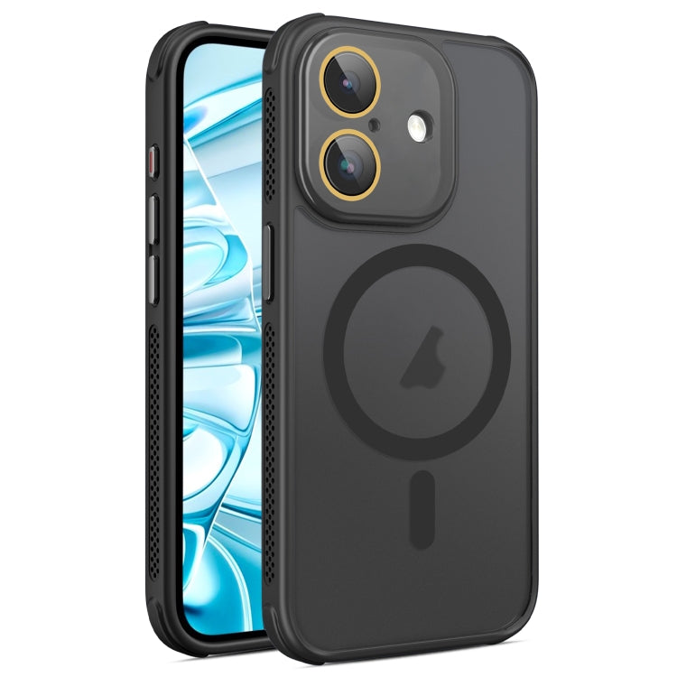 For iPhone 16 Hardware Side Cooling Skin Feel Frosted MagSafe Magnetic Phone Case with Lens Film(Black) - iPhone 16 Cases by PMC TechLife | Online Shopping South Africa | PMC TechLife | Buy Now Pay Later Mobicred