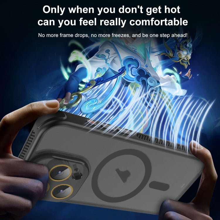 For iPhone 16 Hardware Side Cooling Skin Feel Frosted MagSafe Magnetic Phone Case with Lens Film(Black) - iPhone 16 Cases by PMC TechLife | Online Shopping South Africa | PMC TechLife | Buy Now Pay Later Mobicred