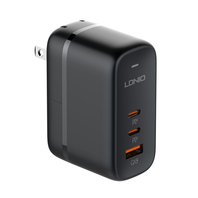 LDNIO Q366 65W USB + Dual Type-C Port Charger with 1m USB-C / Type-C to USB-C / Type-C Data Cable, Plug Type:US Plug(Black) - free shipping - PMC Jewellery - Order now!