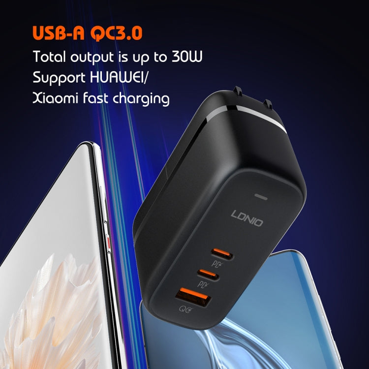 LDNIO Q366 65W USB + Dual Type-C Port Charger with 1m USB-C / Type-C to USB-C / Type-C Data Cable, Plug Type:US Plug(Black) - free shipping - PMC Jewellery - Order now!