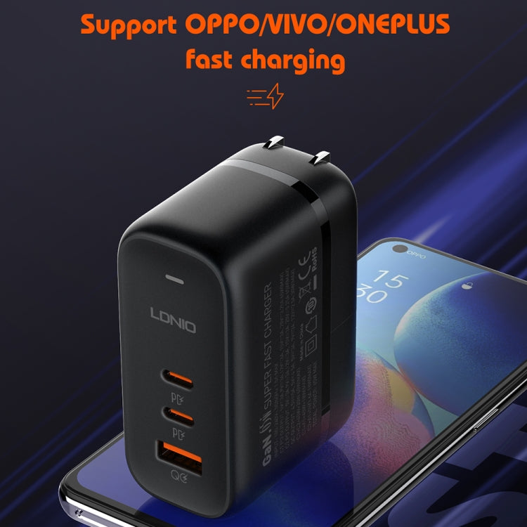 LDNIO Q366 65W USB + Dual Type-C Port Charger with 1m USB-C / Type-C to USB-C / Type-C Data Cable, Plug Type:US Plug(Black) - free shipping - PMC Jewellery - Order now!