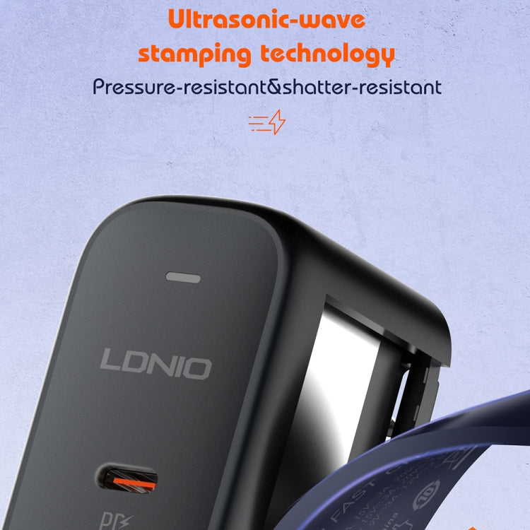 LDNIO Q366 65W USB + Dual Type-C Port Charger with 1m USB-C / Type-C to USB-C / Type-C Data Cable, Plug Type:US Plug(Black) - free shipping - PMC Jewellery - Order now!