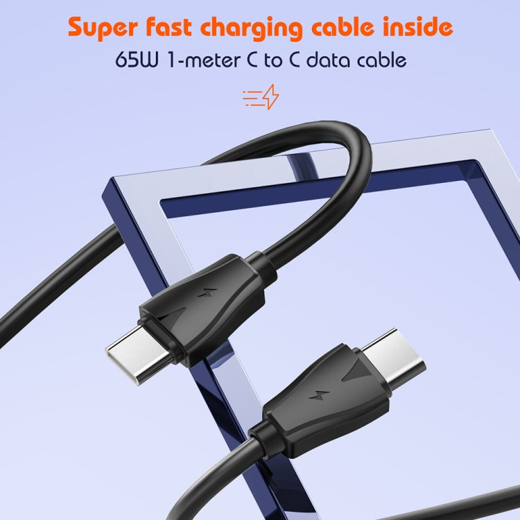 LDNIO Q366 65W USB + Dual Type-C Port Charger with 1m USB-C / Type-C to USB-C / Type-C Data Cable, Plug Type:EU Plug(Black) - free shipping - PMC Jewellery - Order now!