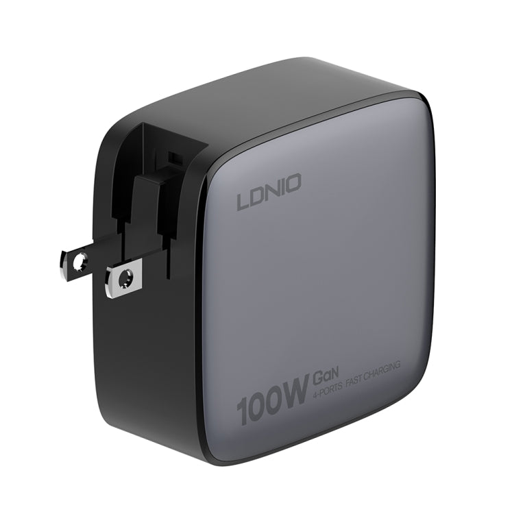 LDNIO Q408 100W GaN USB+3 USB-C / Type-C Interface Charger with 1m 100W USB-C / Type-C to USB-C / Type-C Data Cable, Plug Type:US Plug(Black) - free shipping - PMC Jewellery - Order now!