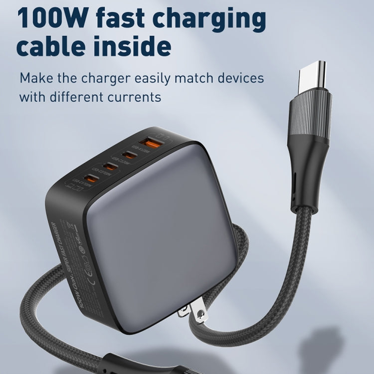 LDNIO Q408 100W GaN USB+3 USB-C / Type-C Interface Charger with 1m 100W USB-C / Type-C to USB-C / Type-C Data Cable, Plug Type:UK Plug(White) - free shipping - PMC Jewellery - Order now!
