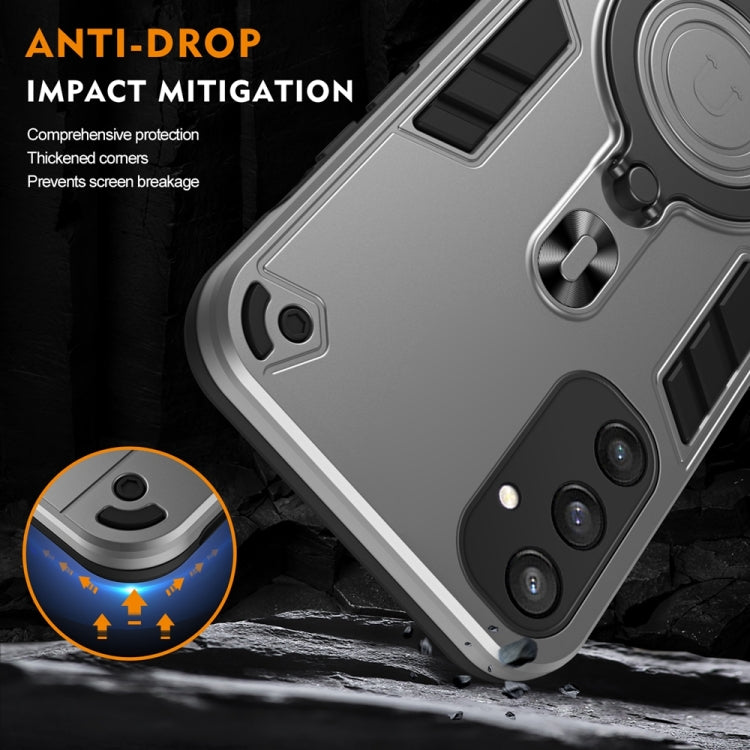 For Samsung Galaxy S25 5G Metal Ring 360 Degree Rotating Holder PC Hybrid TPU Phone Case(Silver Grey) - Galaxy S25 5G Cases by PMC TechLife | Online Shopping South Africa | PMC TechLife | Buy Now Pay Later Mobicred