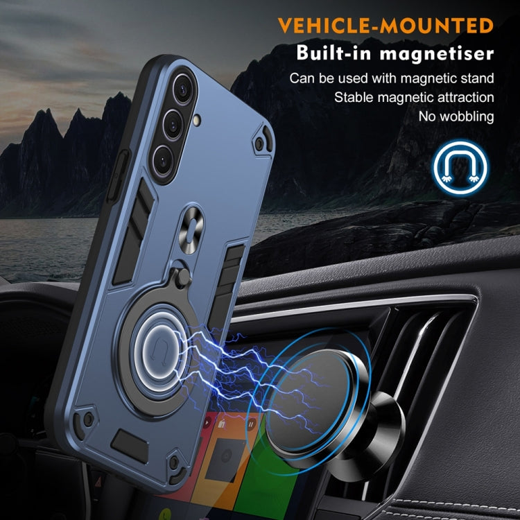For Samsung Galaxy S25+ 5G Metal Ring 360 Degree Rotating Holder PC Hybrid TPU Phone Case(Navy Blue) - Galaxy S25+ 5G Cases by PMC TechLife | Online Shopping South Africa | PMC TechLife | Buy Now Pay Later Mobicred