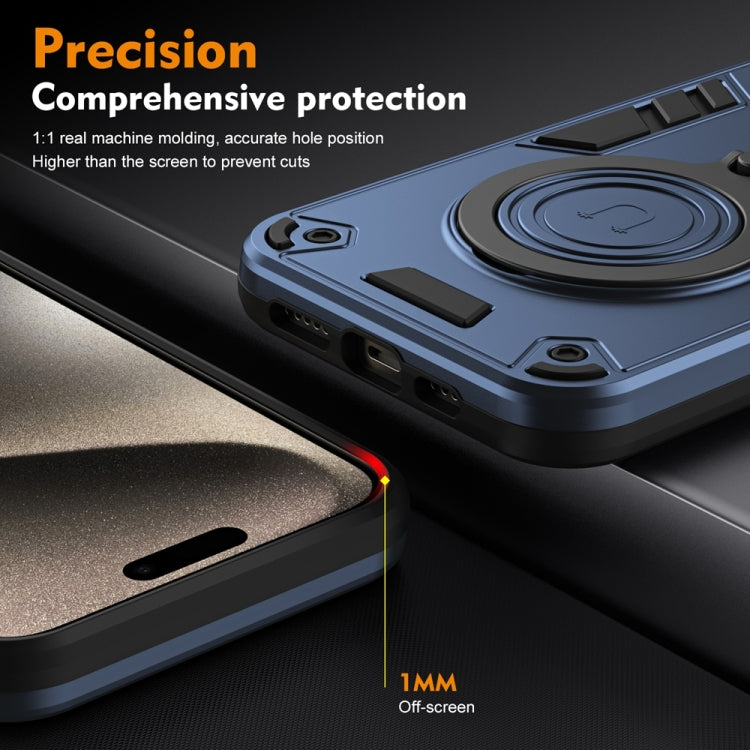 For Samsung Galaxy S25 Ultra 5G Metal Ring 360 Degree Rotating Holder PC Hybrid TPU Phone Case(Navy Blue) - Galaxy S25 Ultra 5G Cases by PMC TechLife | Online Shopping South Africa | PMC TechLife | Buy Now Pay Later Mobicred