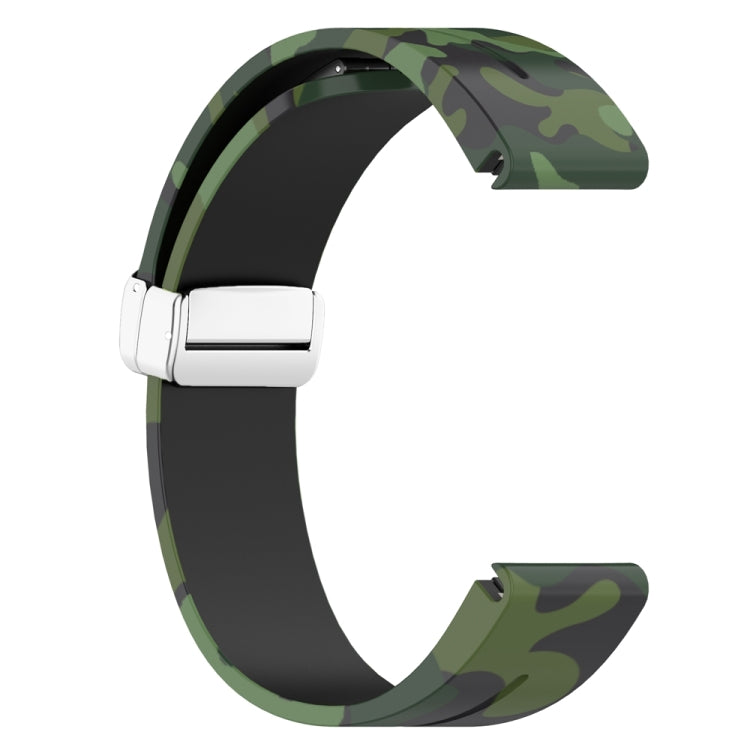 For Garmin Fenix 7S Magnetic Folding Silver Buckle Color Printed Silicone Watch Band(Camouflage Green) - free shipping - PMC TechLife - Order now!