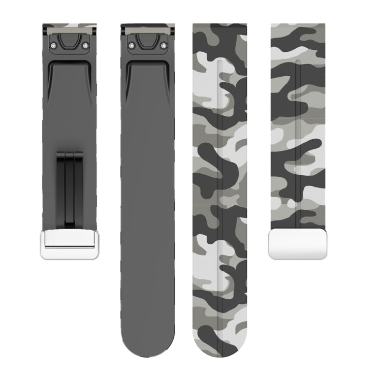 For Garmin Fenix 7 Magnetic Folding Silver Buckle Color Printed Silicone Watch Band(Camouflage White) - free shipping - PMC TechLife - Order now!