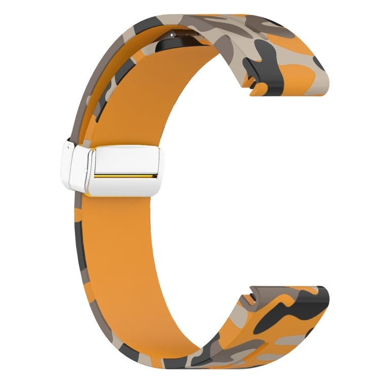 For Garmin Fenix 7 Magnetic Folding Silver Buckle Color Printed Silicone Watch Band(Camouflage Yellow) - free shipping - PMC TechLife - Order now!