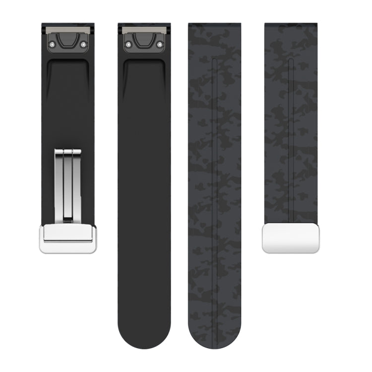 For Garmin Fenix 7 Magnetic Folding Silver Buckle Color Printed Silicone Watch Band(Camouflage Grey) - free shipping - PMC TechLife - Order now!